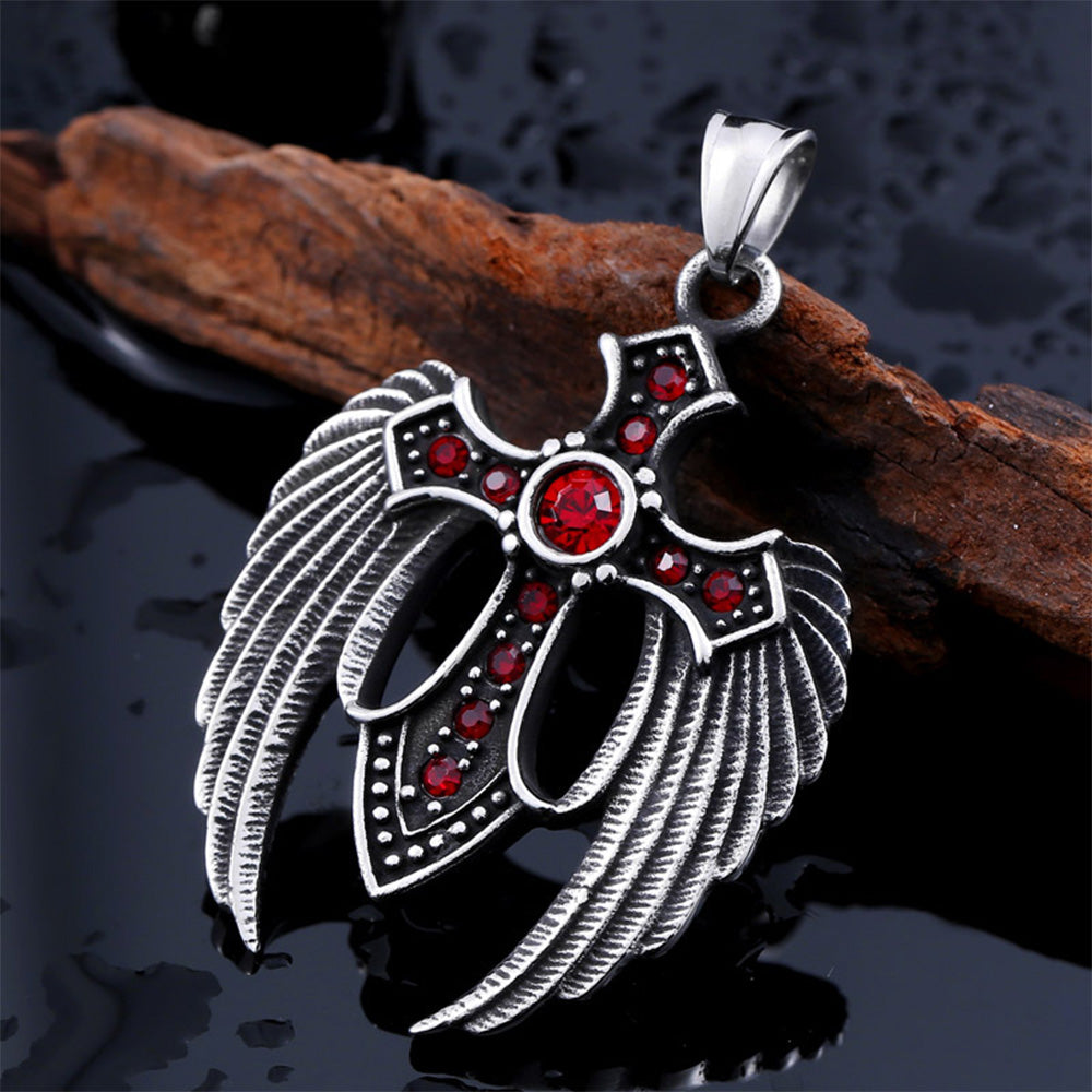 Biker Gothic Angel Wing Cross Protection Pendant Necklace Men Women ...